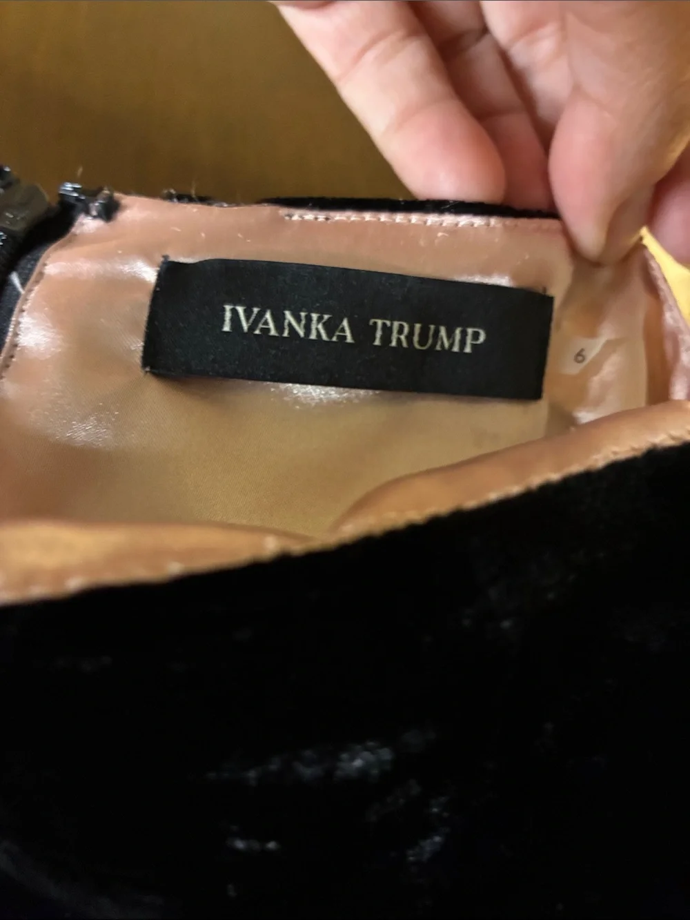 Ivanka Trump Black Velvet Skirt with Blush Lining